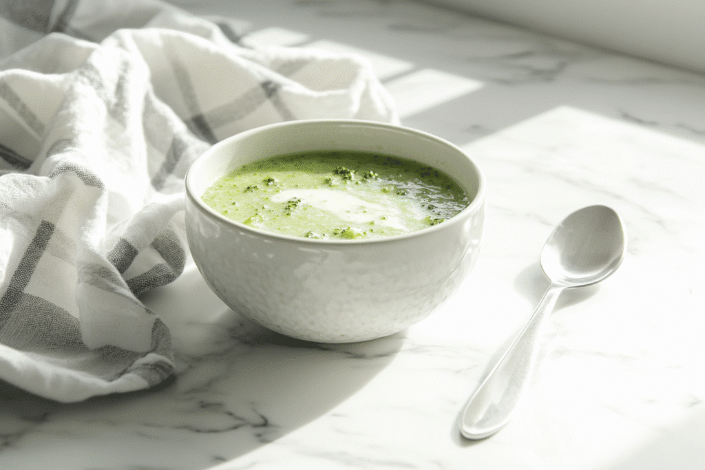 image of creamy vegan broccoli soup