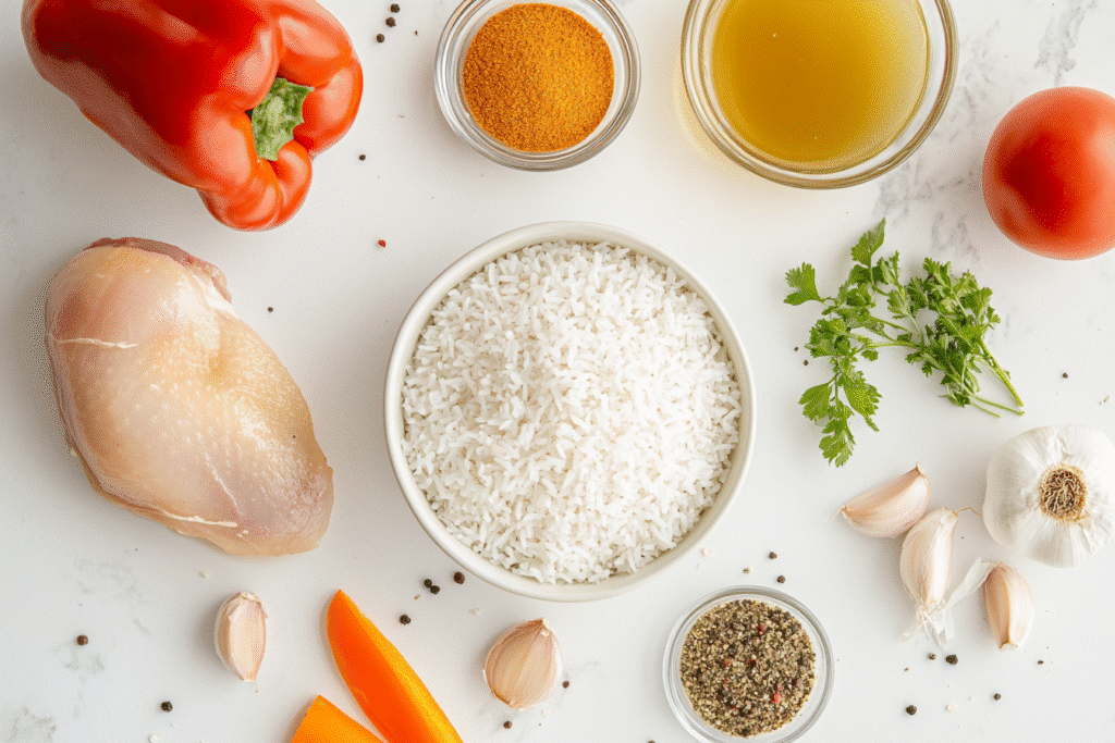 Ingredients for One Pot Cajun Chicken Rice