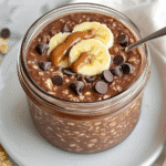 lifestyle image of chocolate oats breakfast for one