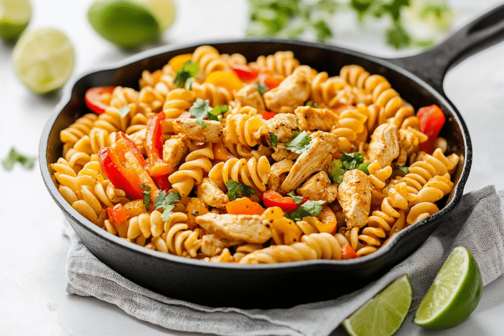 creamy chicken fajita pasta one pot dinner