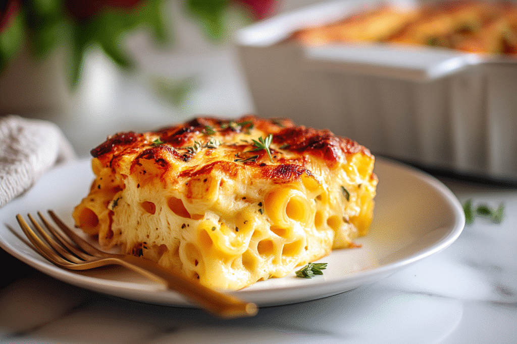 baked pasta al forno with layers visible