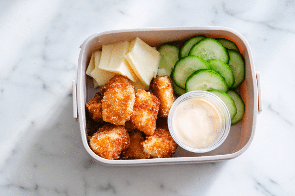 packed keto chicken nuggets lunchbox
