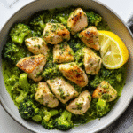 plated keto chicken broccoli pesto