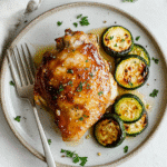 solo dinner Sheet pan hot honey garlic chicken and zucchini top-down