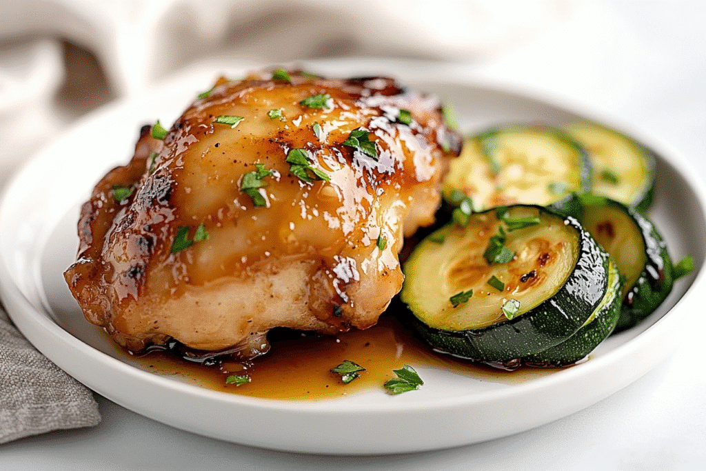 solo dinner Sheet pan hot honey garlic chicken and zucchini