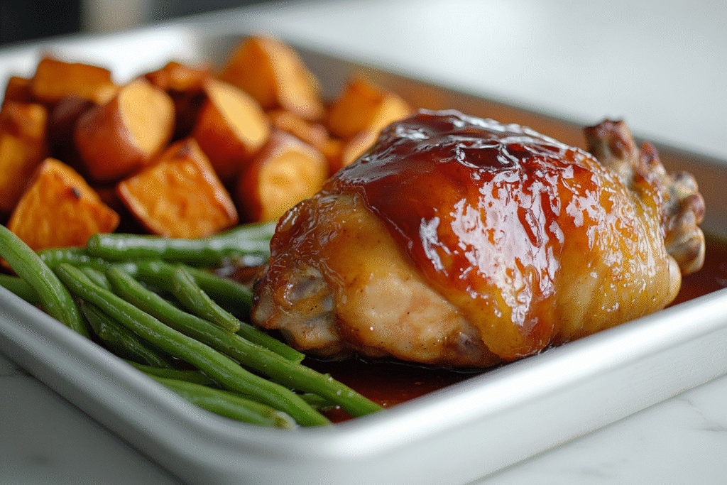 hot honey chicken sheet pan dinner for one