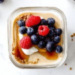 Finished Lazy Girl Pancake Bowl Protein with berries