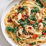 Served Plate of Tuscan Chicken Spaghetti for One