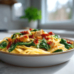 Creamy Tuscan Chicken Spaghetti in Bowl